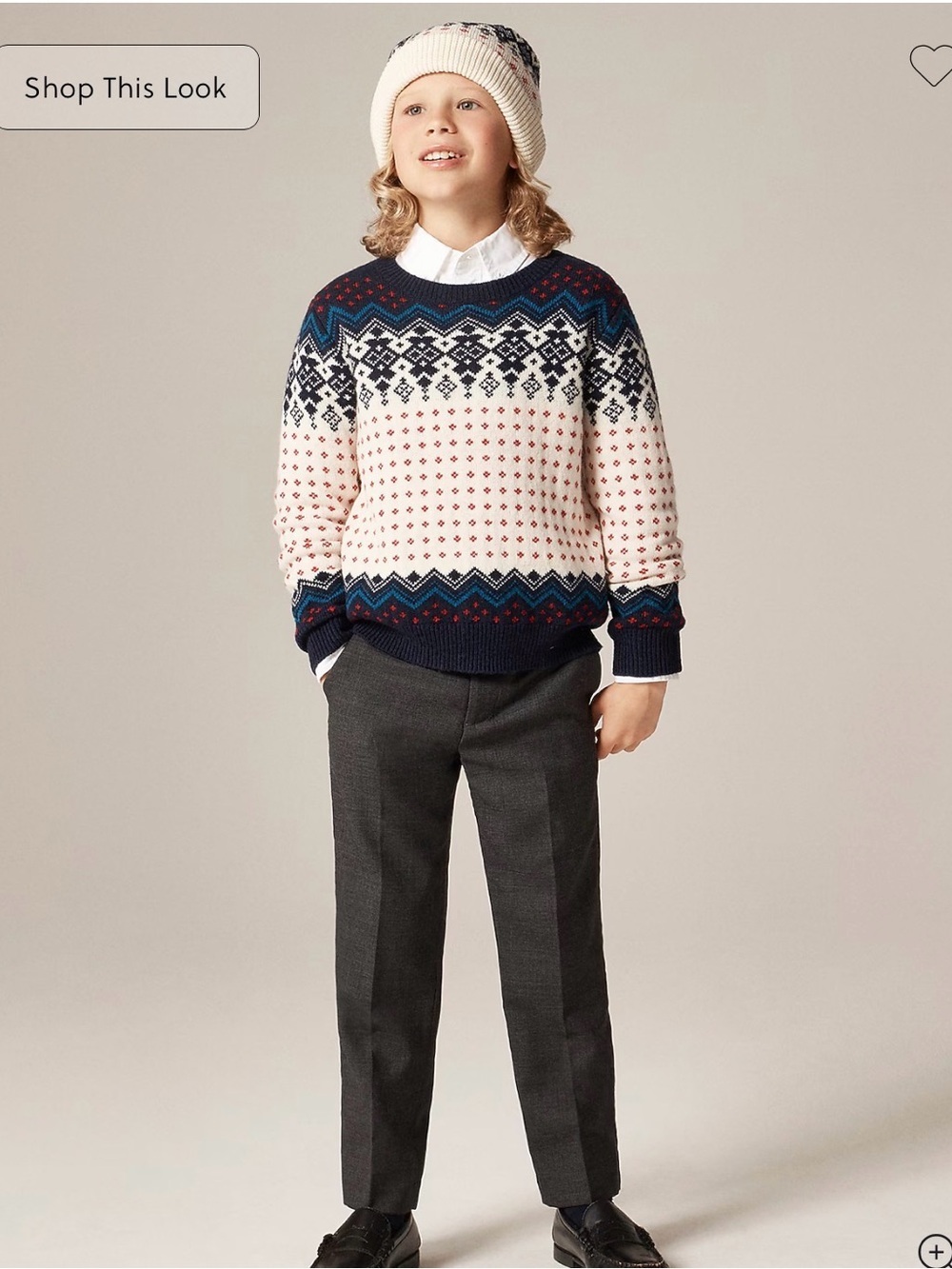 Crewcuts Navy, Cream & Pink Fair Isle Sweater unisex
